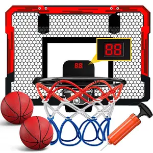 1 Set Indoor Basketball Hoop For Kids, Over The Door Basketball Hoop, Mini Hoop with Electronic Scoreboard, Pump & 2 Balls, Sport Basketball Toy For Kids Teens Boy, Portable Basketball Goal
