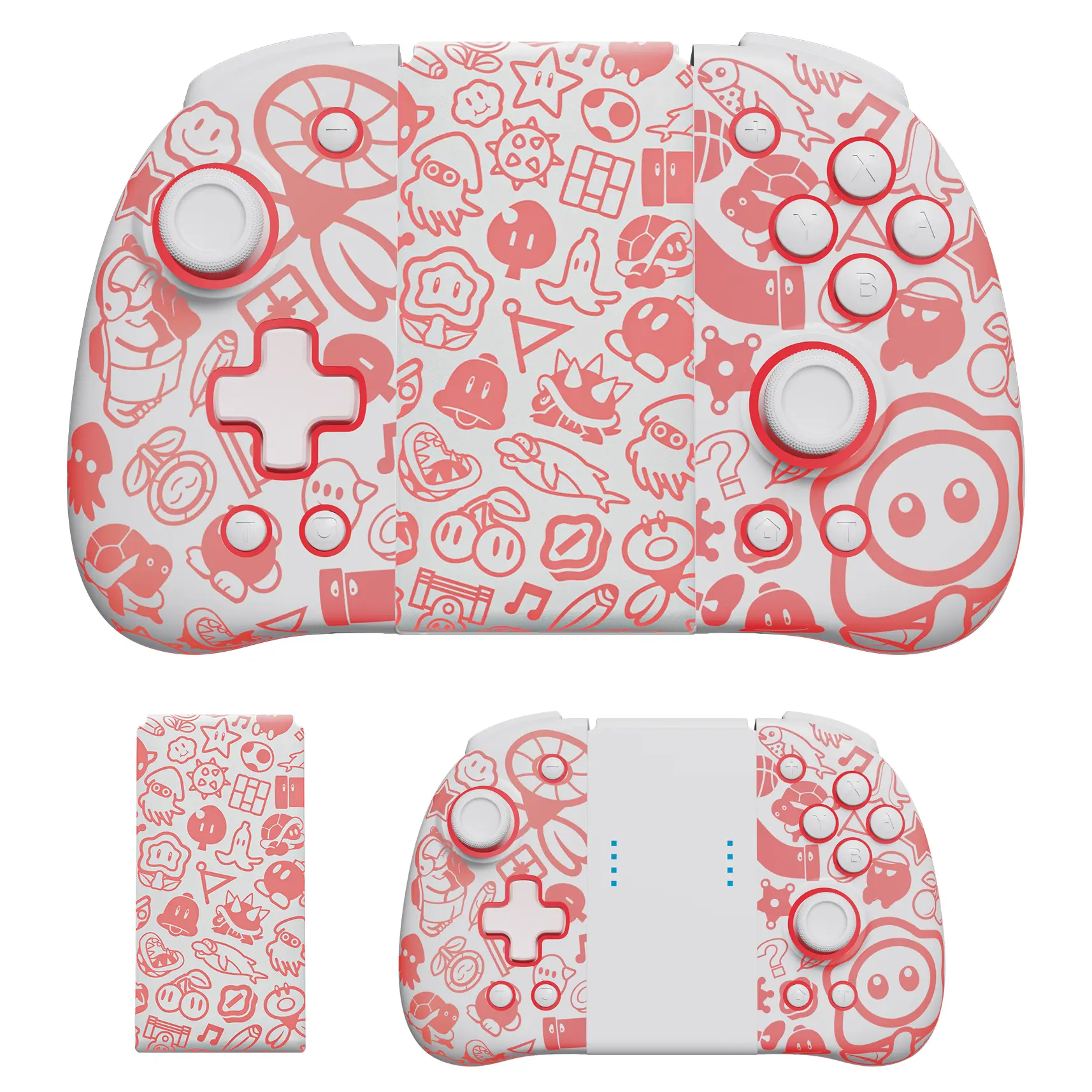 FUNLAB Glow-in-the-Dark Wireless Gamepad, Switch/OLED/PC Compatible, Ergonomic Handheld Mode Design with Paddle Turbo Sensing, Turbo Boost, Vibration Adjustment, RGB Glow Effect, Christmas/New Year Gift - White