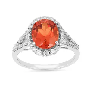 Oval Padparadscha Sapphire Ring