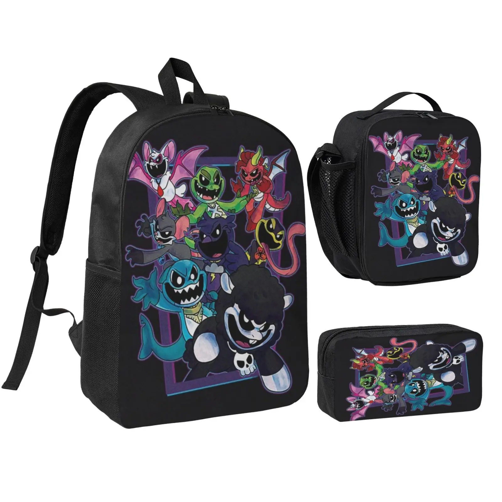 3PCS Catnap Dogday Backpack Set for Boys Girls Kids Student School Bag with Matching Lunch Box and Pencil Case Lightweight Casual Bookbag Great for Travel Daily Use and Gifting