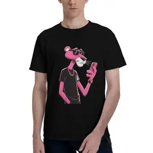 Pink Panther Men's Casual T-Shirt, Round Neck, Slim Fit - Suitable for Gym, Daily Wear