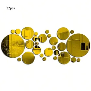 DIY Mirror Mosaic Wall Stickers - 32-Piece Set to Play with Light & Space, Create Your Own Reflective Art for Walls, Ceiling or TV Backdrop