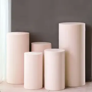 Set of 5 Blush Spandex Cylinder Pillar Prop Covers, Stretchable Pedestal Stand Covers - 160 GSM
