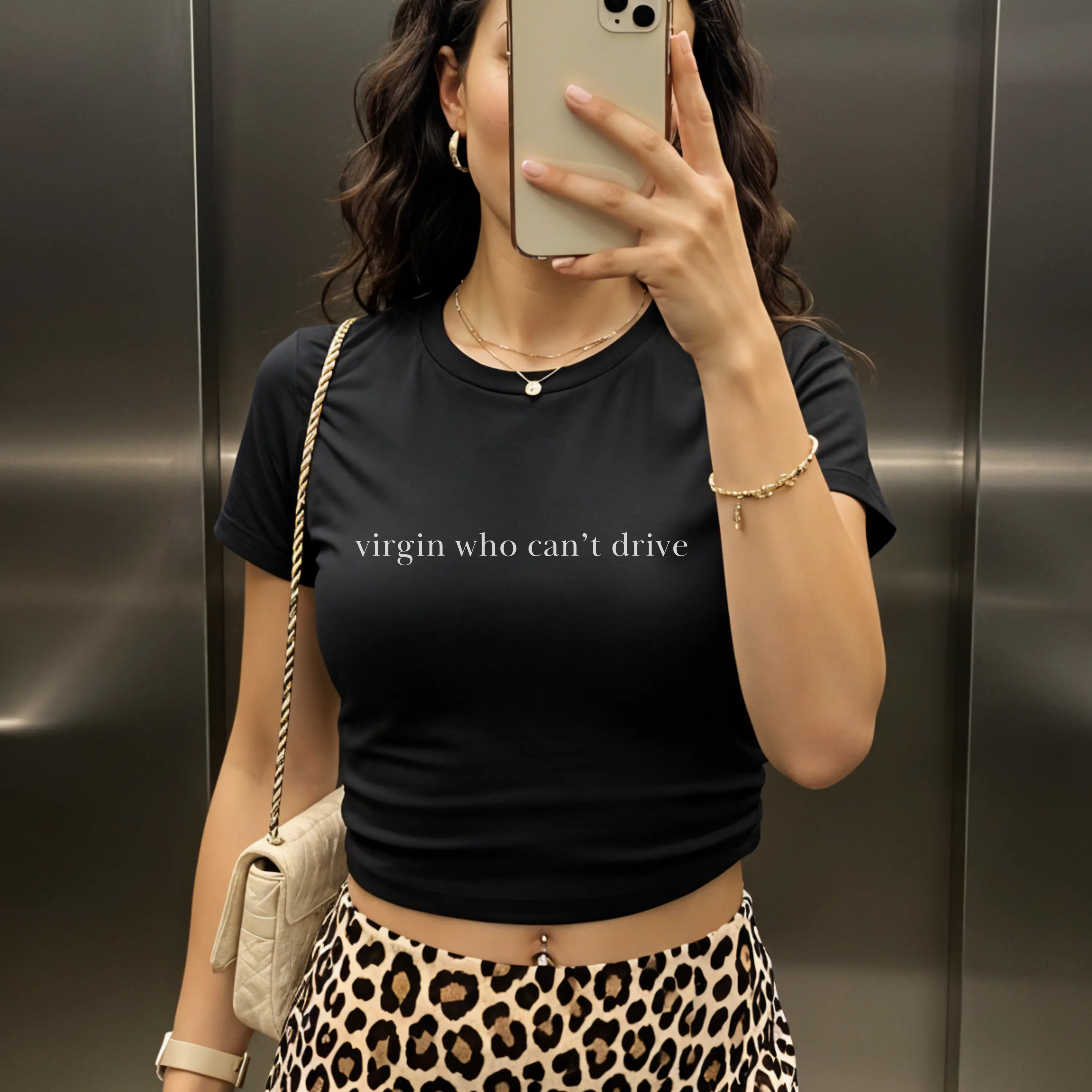 Cher's Virgin Who Can't Drive Baby Tee, 90s Clueless Quote Shirt, Y2K Aesthetic, Soft Cotton Blend, Fitted Silhouette, Gift Under 30
