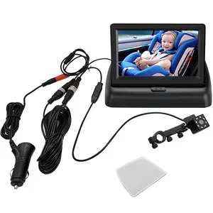 HD Night Vision 4.3'' Baby Car Mirror Smart Baby Monitor For Safety 4.3 inches Mirror Crystal Clear Wide Angle View for Real-Time Safety Monitoring