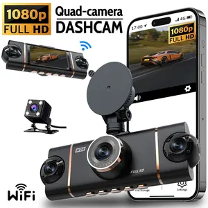 4-CH Dash Cam WiFi 1080P FHD | Super Night Vision 8 IR LEDs + 24/7 Parking Monitor | G-Sensor Loop Recording | Multi Rear Camera for Cars SUV Trucks