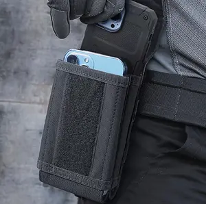 Molle Phone Pouch Tactical Phone Holster Universal Dual Cell Phone Holder Utility EDC Pouch with US Flag Patch