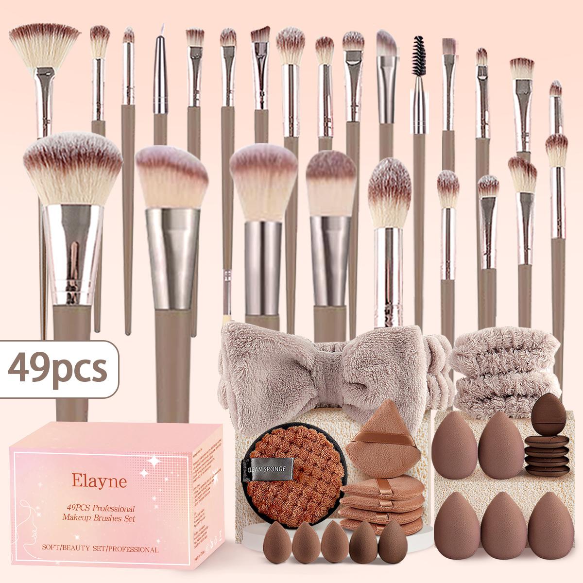 【New Upgraded】Makeup Brush Set 49 Pcs Premium Synthetic Foundation ...