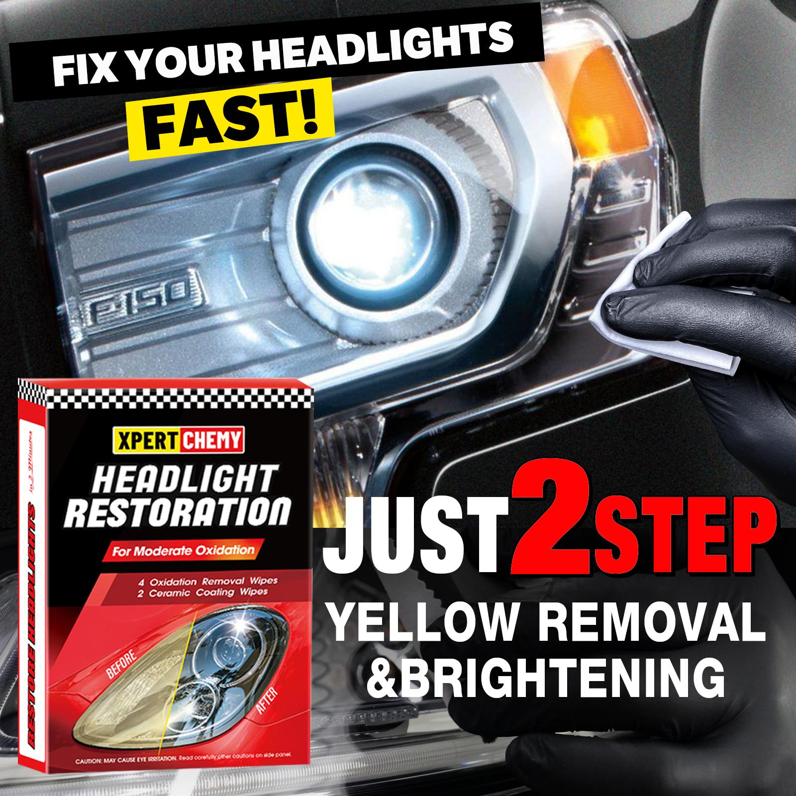 XPERTCHEMY Headlight Restorer Kit Fast-2 Step Process Headlight Restoration Kit for Removing The Moderate Yellowing, Haziness, and Oxidation It Provides with the Best Protection 18 Months
