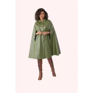 Leather Cape Coat -82048