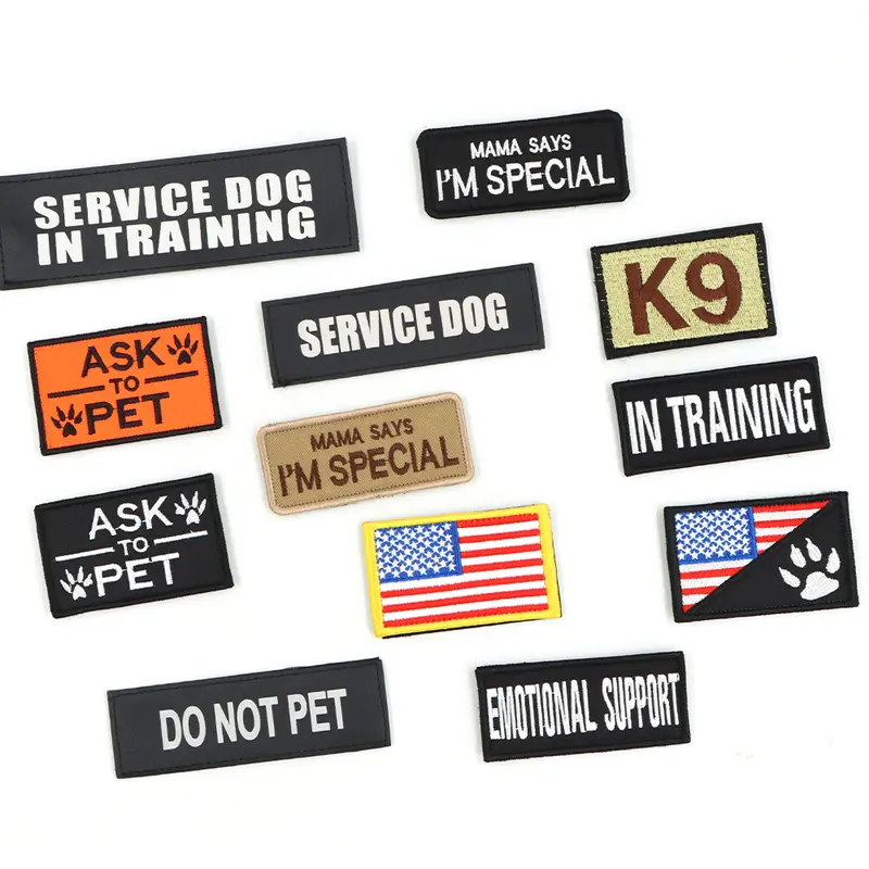 CWV 12-Piece Tactical Collarready Tags Service Dog Patches for Harnesses & Collars, Personalized Sticker Labels, Pet Accessories