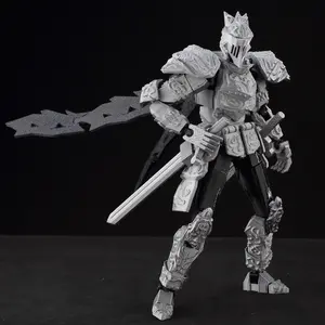 ​9L3D Lucky13 Silver Armor Knight Action Figure Dummy13 with TripleWeapon T13 Multi-Jointed 3D Printed Collectible Toy Titan13​