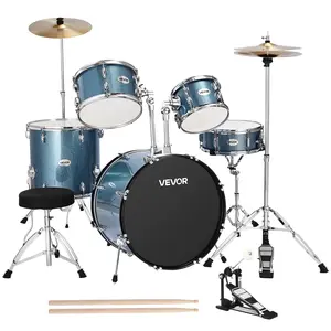 VEVOR Drum Set, 5-Piece 22 in Junior Drum Sets, Beginner Drums Set with Adjustable Throne, Cymbal, and Drumsticks, Musical Learning Drums Instrument Kit, for Beginner, Teens Student (Gravel Blue)