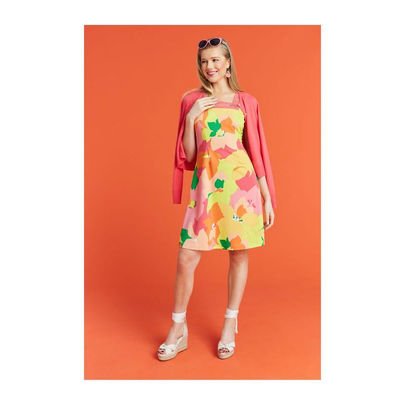 Isaac Mizrahi Live! Petite Printed Pebble Knit Square Neck Dress