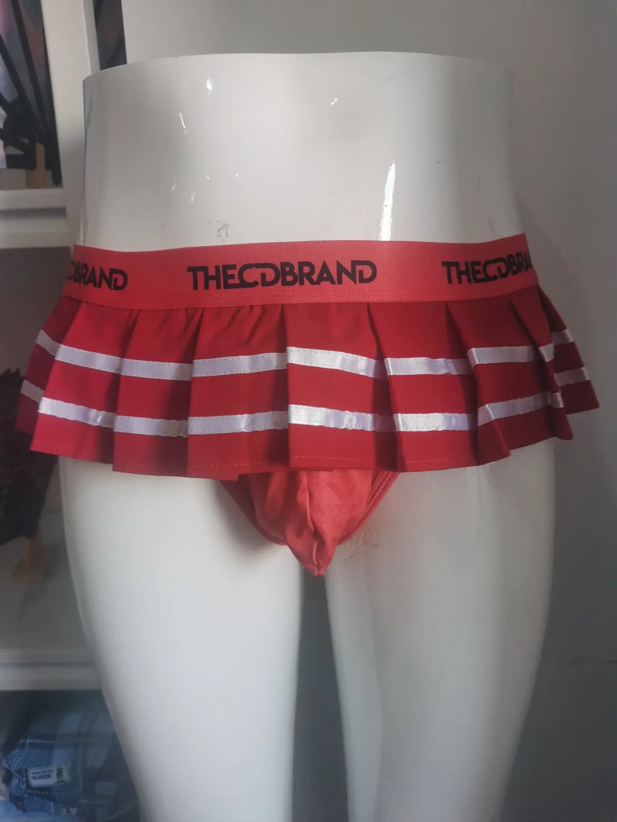 Red Cheerleader Jockstrap Mini Skirt