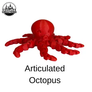 Aqua Articulated Animal Pals - Red Octopus, Plastic Model, Available in Various Colors, Fun and Functional for Productivity