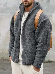 Men's Windproof Thermal Jacket, Loose-Fit Hooded Casual Outerwear, Dual-Sided Velvet Warm Coat for Fall & Winter Seasons