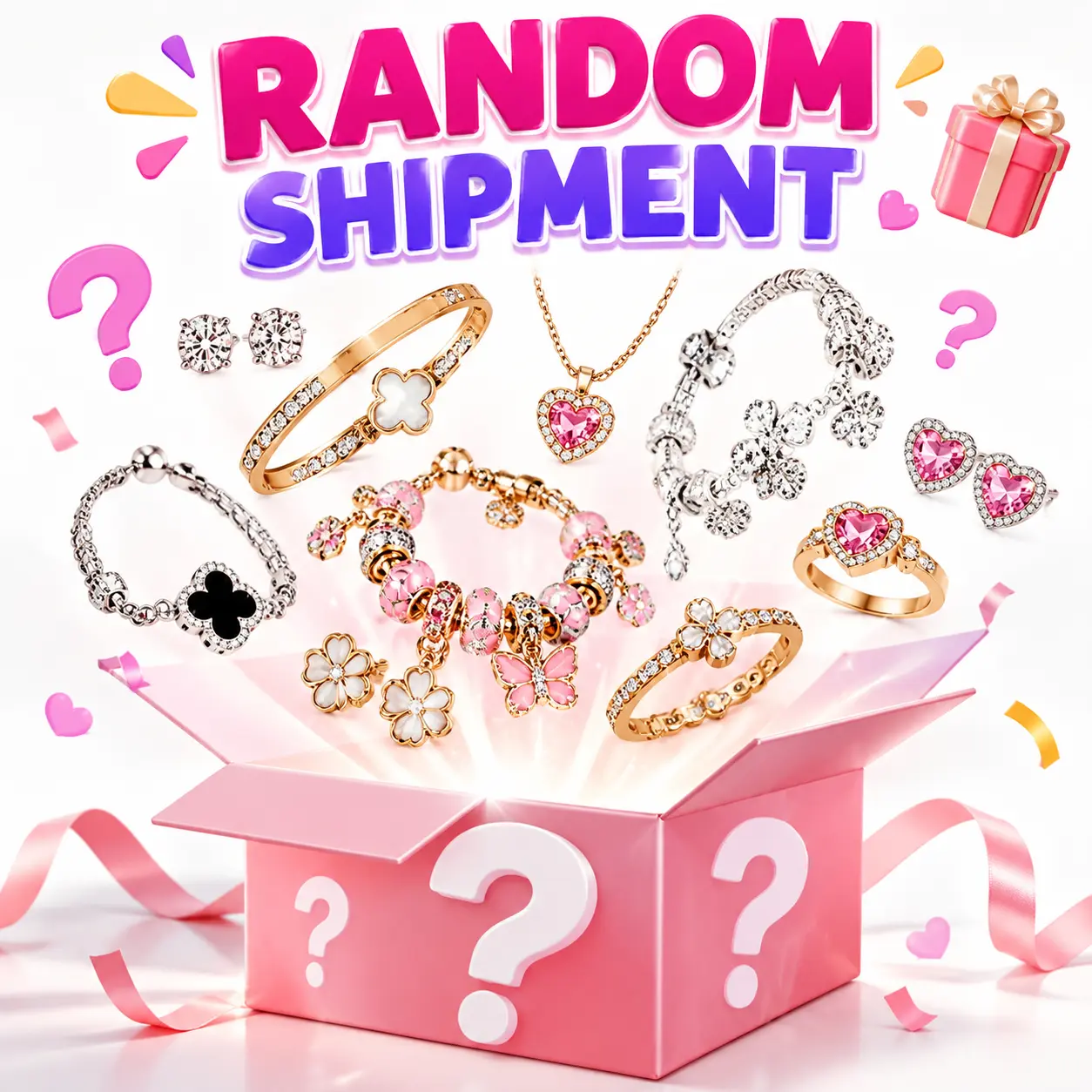 Random Jewelry Mystery Box for Women, Surprise Bracelet Necklace Ring Set, Fashion Jewelry Gift Box, Cute Accessories Bundle