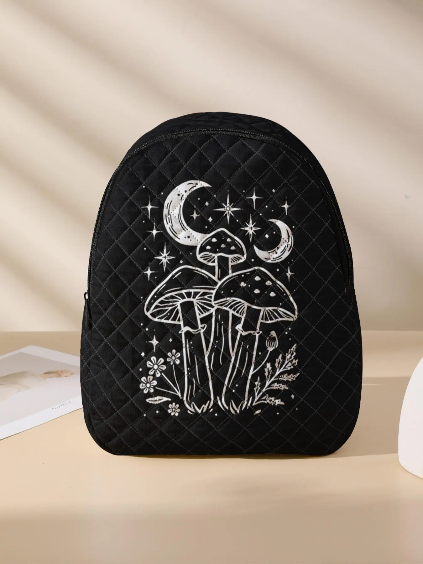 Mushroom Pattern Backpack, Cute Backpack, Casual Lightweight Large Capacity School Bag with Lunch Pocket, Durable School Bag for Boys & Girls & Teenagers, School Backpacks, Mushroom Design Bag, School Backpack Bookbag, Casual Printed Backpack