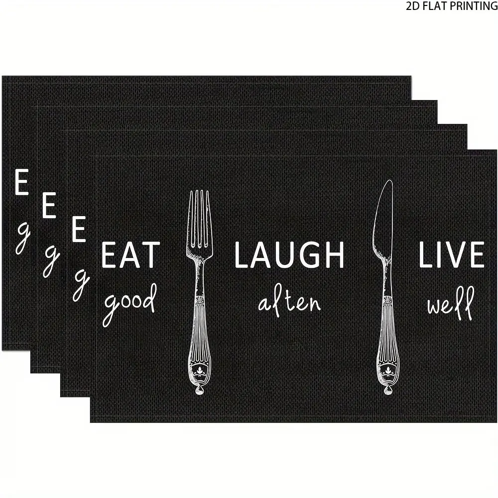 2D flat printing, 2-piece/4-piece/6-piece/8-piece set, black meal set, humorous Christmas table mat, Funny Coasters, Washable Placemats, washable, size 12 X 18 inches, Coasters For Drinks