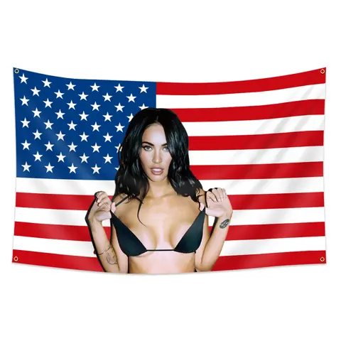 Printed Wall Flag with American Flag Background, 3 x 5 Feet, Men's Cave Wall Hanging Banner with 4 Brass Grommets, Indoor Wall Decoration, Home Bedroom Decor, Hanging Wall Art, Suitable for College Dorms
