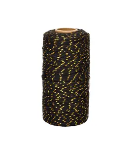 328Feet Twine String, 2mm Black Christmas Twine String with Gold Wire, Cotton Baker Twine, Christmas String, Heavy Duty Packaging String for DIY Crafts and Gift Wrapping