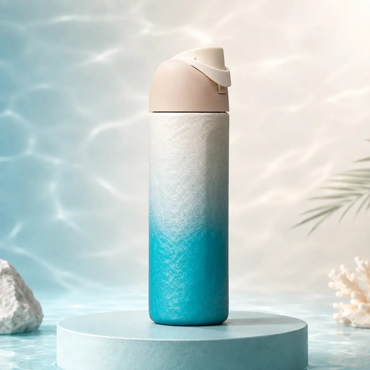 24oz Rolling In Birthday Bash 2026 Ocean Beach Blue Stainless Steel Insulated Water Bottle, Leak-Proof Flip Top Vacuum Flask, Reusable Hot-Cold Travel Tumbler for Outdoor Gym Daily Use