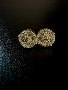 Royal Orbit Ice Crown moissanite Gold Plated 925silver Mens earrings