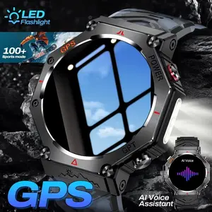 Men's Ultra GPS Smartwatch 5atm Waterproof, Dual-Band Gnss Compass, Military Sports Flashlight, Analog-Digital Face, Electronic Movement
