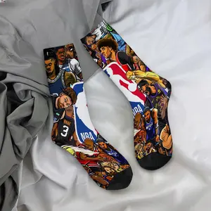 NBA basketball player illustration posters, mid-calf socks, casual and sporty style - soft and comfortable.