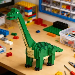 Dinosaur Building Blocks Series, Long Neck Dragon Model, High-Quality Abs, Easy Assembly, Perfect Gift for Family and Friends