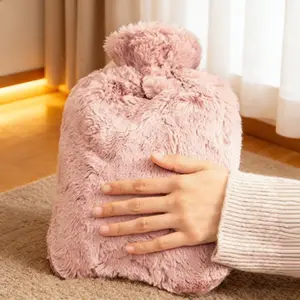 Hot water bottle, thickened and explosion-proof, for warming hands, applying heat to the stomach, and warming feet; a manual water-filling hot water bag with a plush cover.