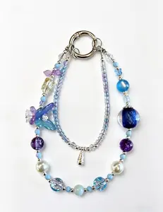 New Crystal Starfish Double-Layer Mobile Phone Chain Ins Style Crystal Pearl Beaded Short Lanyard Women's Bag Pendant Fashion Accessory