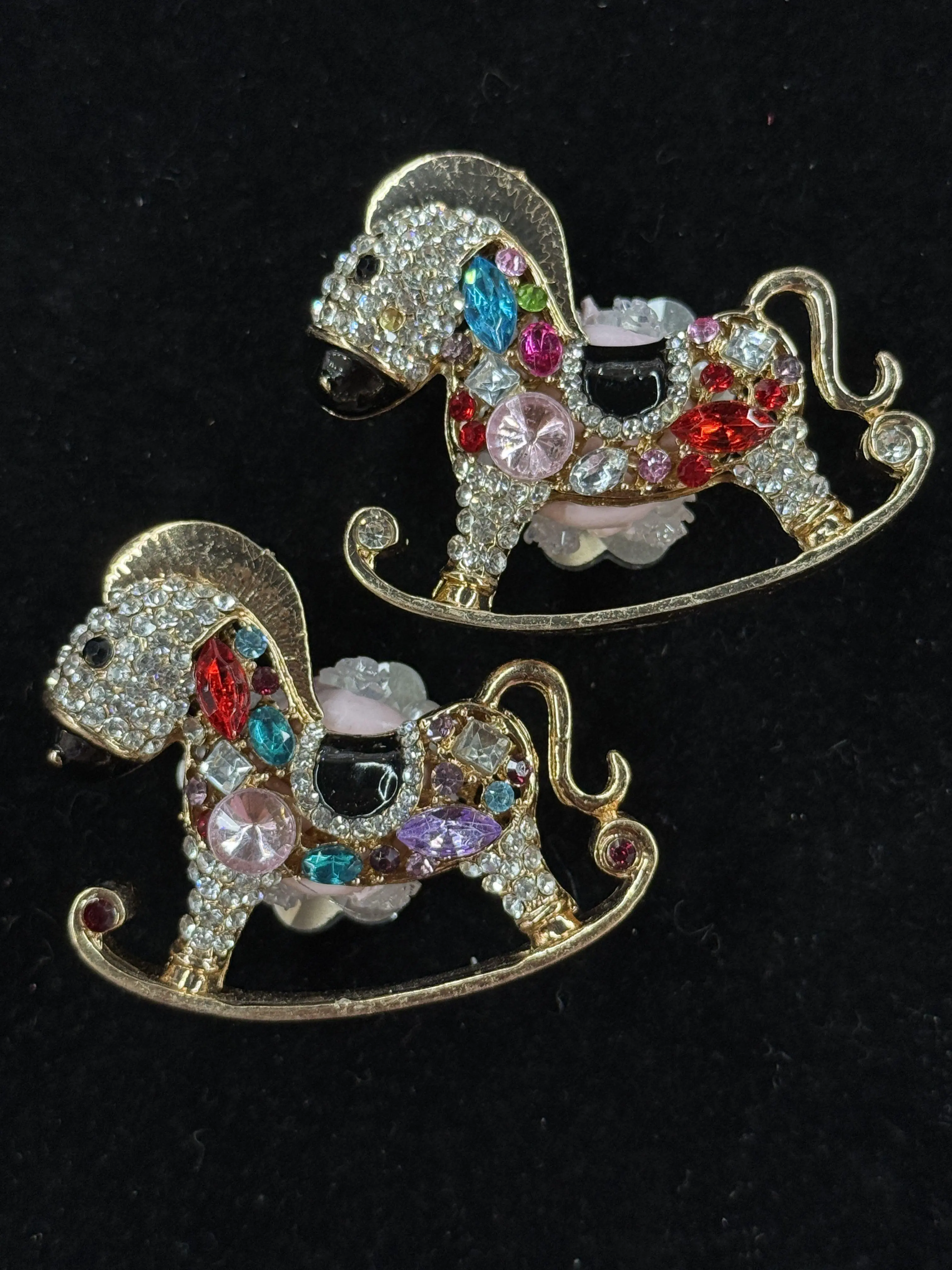 (384) 2PCS Rocking Horse Charms | Colorful Rhinestone Toy Horse Beads for DIY