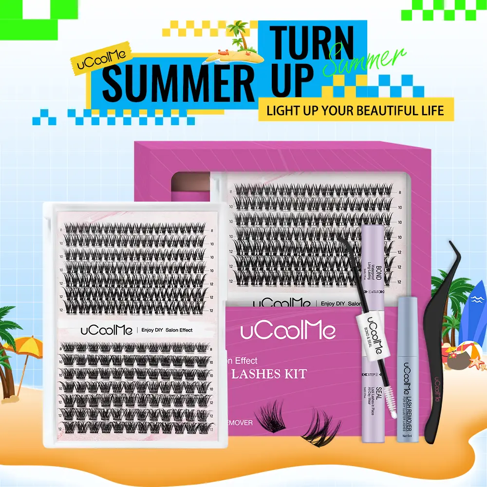 uCoolMe Flora & Magic Short Lash Clusters, 8-12mm D Curl Individual False Eyelashes, DIY Lash Extensions with Ultra-Thin Band for a Natural Look, Easy Everyday Eye Makeup, Beauty Gift for Makeup Lovers