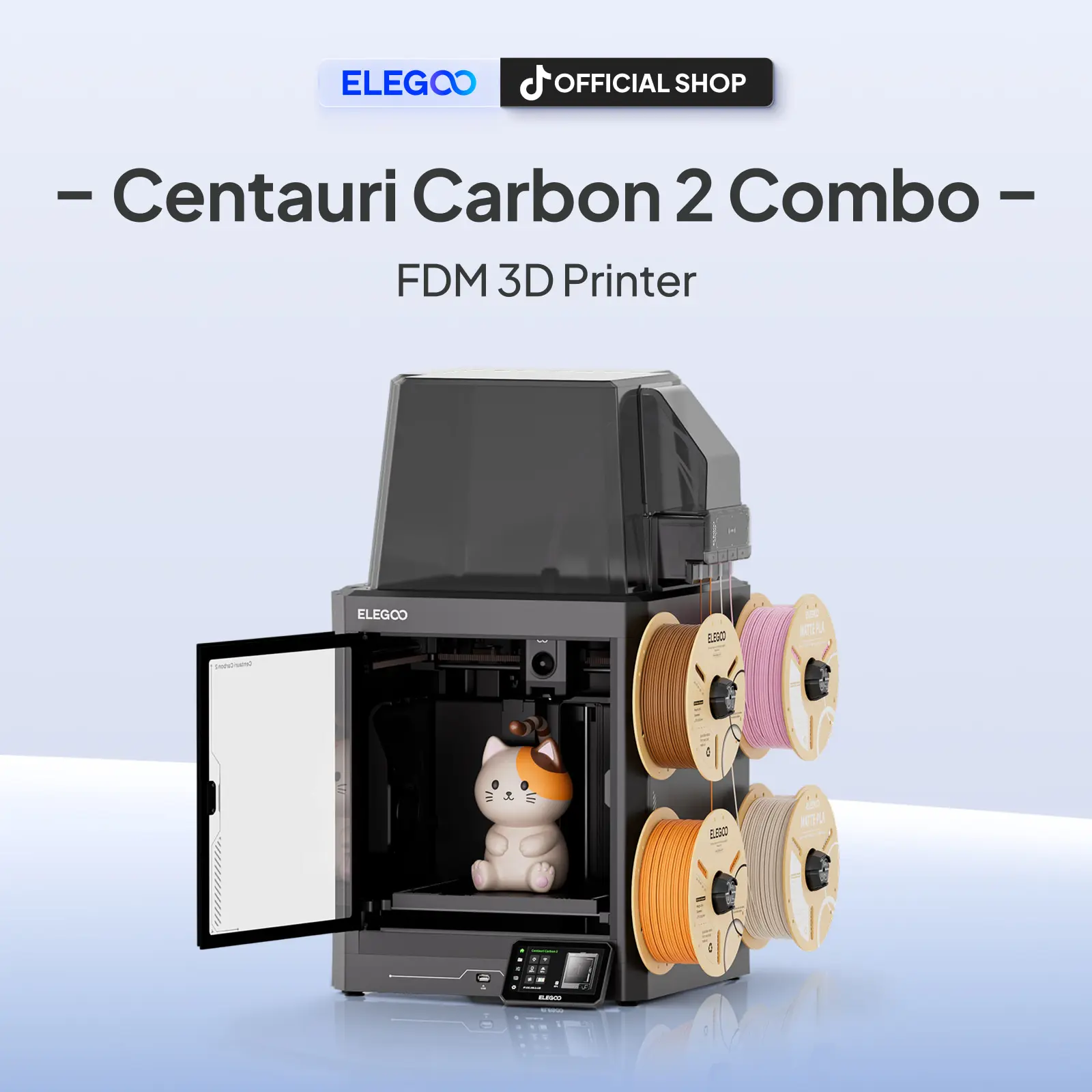 ELEGOO Centauri Carbon 2 Combo 3D Printer - Fully Auto Leveling, 500mm/s Fast Printing, CoreXY Structure, 256x256mm Large Build Area, Multicolor Capable, Beginner-Friendly Printer for Family Use | 3D Printing Supplies, tiktokshopbacktoschool, Smart Monito