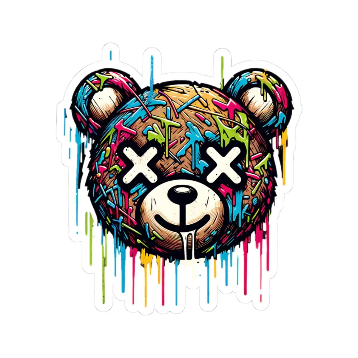 Graffiti Bear Vinyl Sticker: Waterproof Urban Street Art