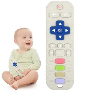 Silicone Baby Teether Toy TV Remote Control Shape Chew Toy for Babies 3+ Months, Teething Relief Baby Toys for Infants (White)
