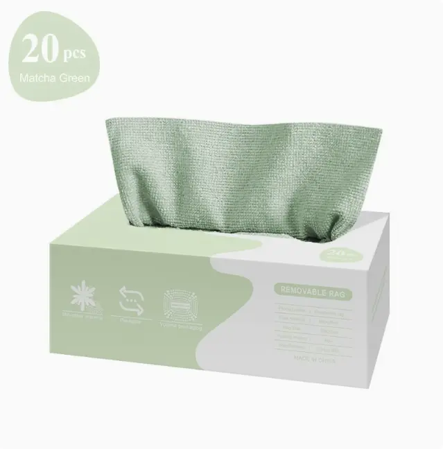 Green Removable Kitchen Wipes – Strong Absorbency, Oil-Resistant, Disposable Cleaning Cloths, 20 Sheets per Box