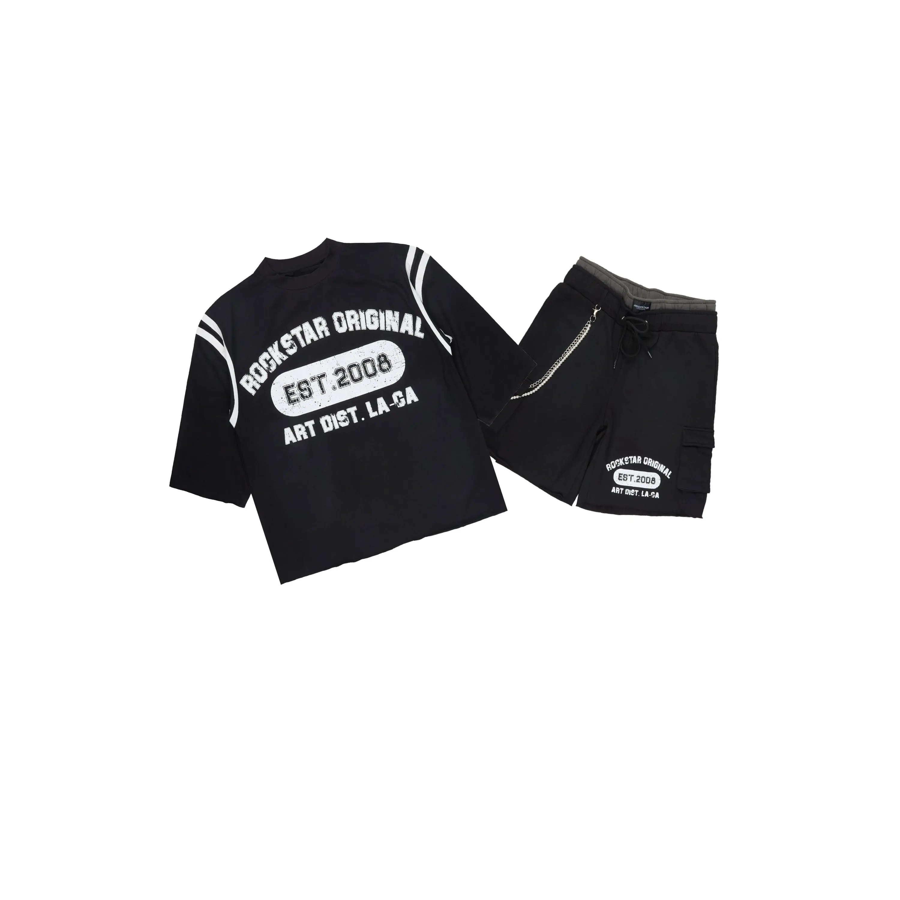 Alexander Black T-Shirt/ Double Waisted Short Set