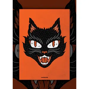 Vintage Black Cat Art Print