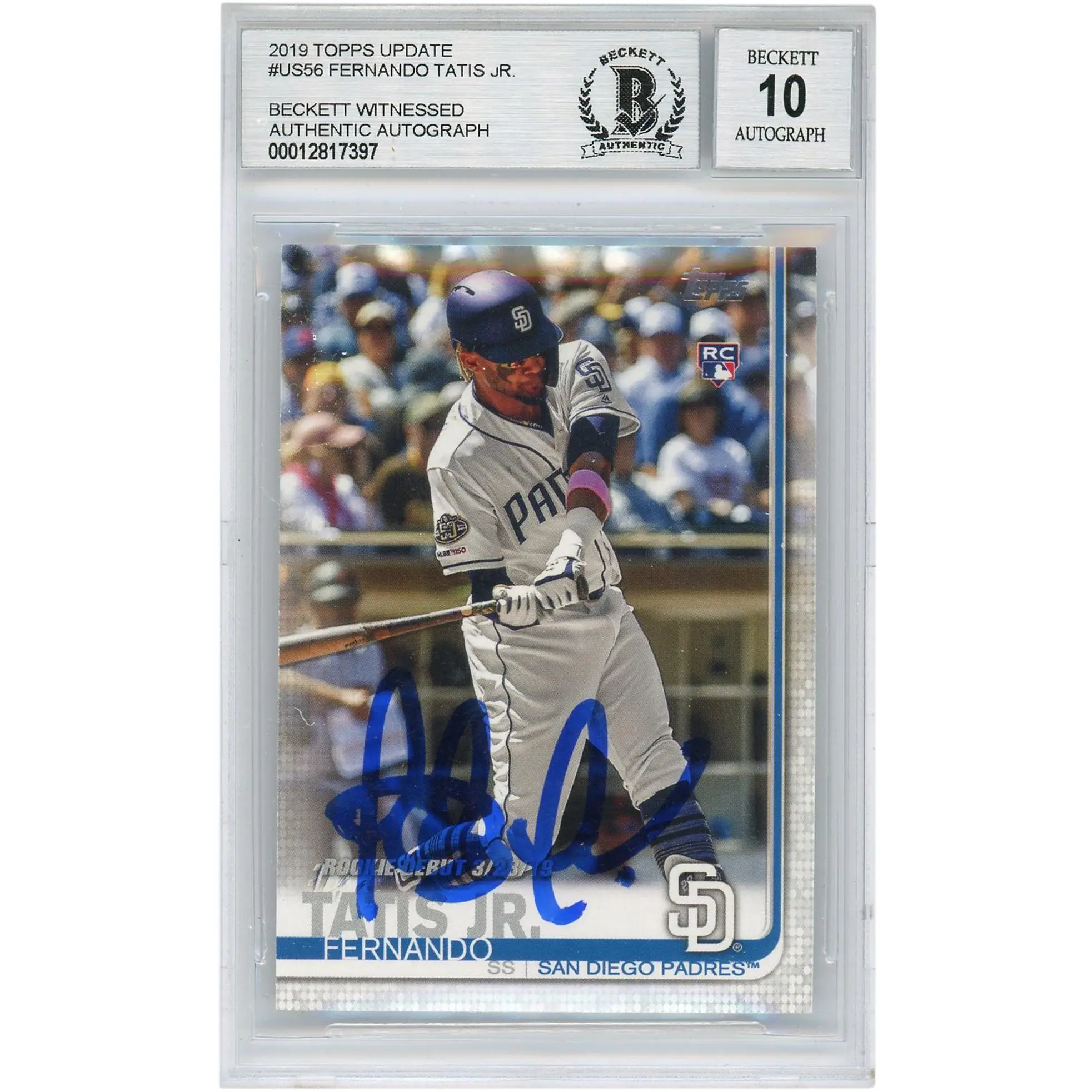 Fernando Tatis Jr. San Diego Padres Autographed 2019 Topps Update RC #US56 BGS 10 Authenticated Card - Topps - Fanatics Authentic Certified