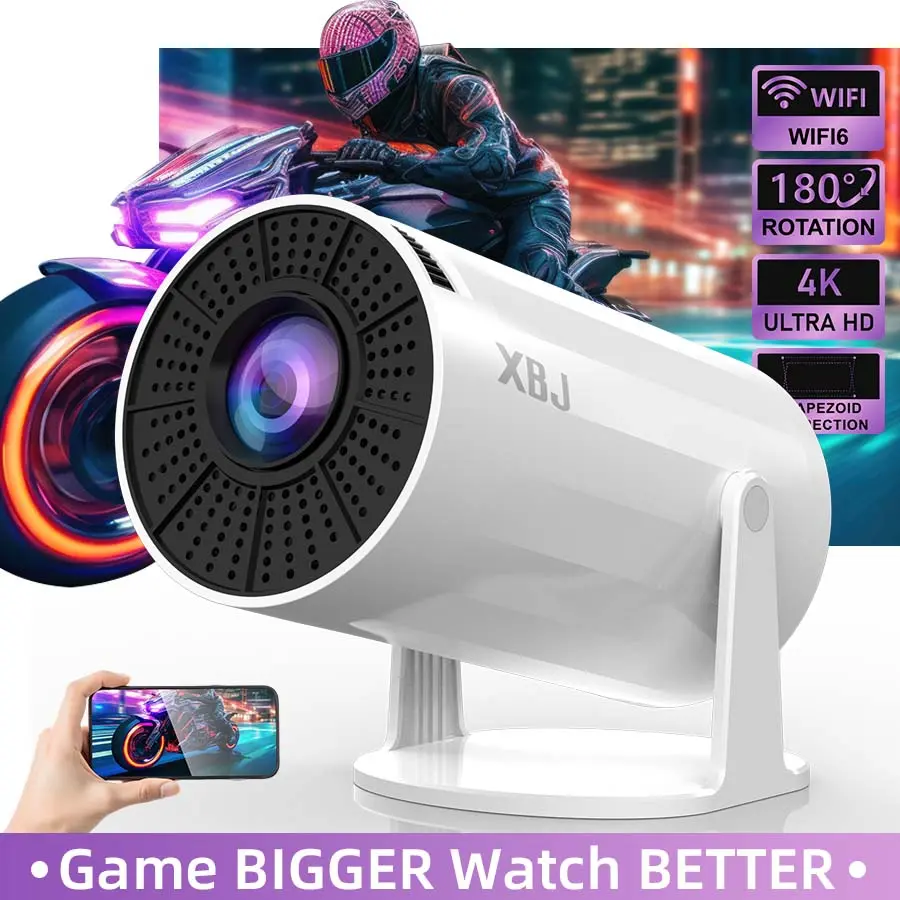 Portable WiFi 6 & Bluetooth Mini Projectors，Android TV 11.0 Smart