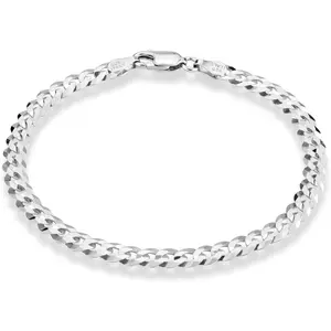 925 Sterling Silver Italian 5mm Solid Diamond-Cut Cuban Link Curb Chain Bracelet for Men Women, Made in Italy