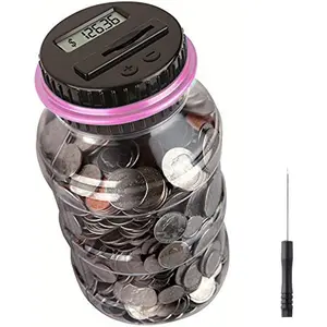 Piggy  Saving Jar,  Digital  Counter with LCD Display Large Capacity  Saving Box for All   (Pink)