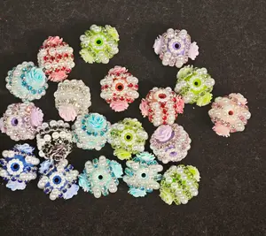 507 8PCS Pearl Rose Rhinestone Spacer Beads | Luxury Floral Pearl Beads for DIY Pens & Jewelry