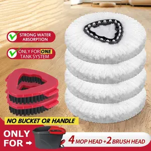 2026 For O-cedar Microfiber Spin Mop Heads Refills & ScrubBrush for O-Cedar Easywring Spin Mop 1 Tank System ScrubReplacement Deep Cleaning Pack