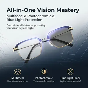 Progressive Reading Glasses with Photochromic Lenses & Blue Light Filter – Multifocal Vision for Near & Intermediate Use, Lightweight Everyday Wear summervibes