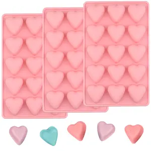 3Pcs/Set Heart Chocolate Molds,Valentine's Candy Molds,Silicone Heart Mold for Resin Jelly Ice Cube Cupcake Cake Topper Decoration,Christmas Party Gifts,DIY Hand Tools Kits