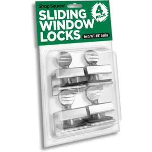 4 Pack Adjustable Aluminum Window Locks No-Drill Install Security Stoppers for Vertical and Horizontal Windows Requires 28-36mm Clearance